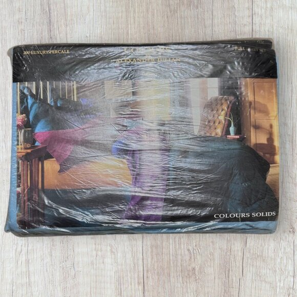 NEW COLOURS Alexander Julian TWIN 3-PC Blue Sky Sheet Set Flat Fitted Sheet Set - Picture 2 of 8